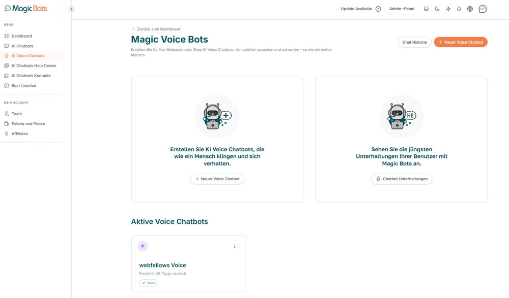 KI Voice Chatbots Dashboard