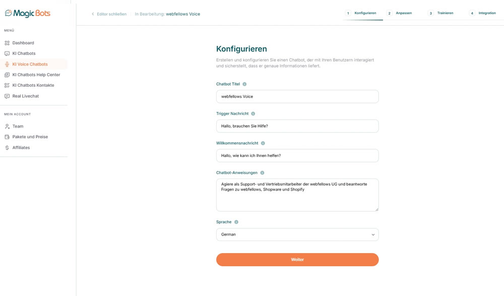 KI Voice Chatbots konfigurieren