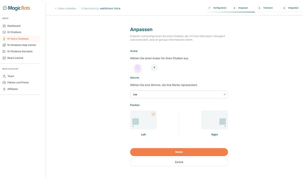 KI Voice Chatbots anpassen
